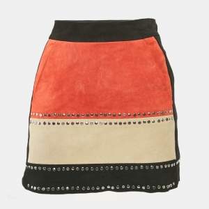 Maje Black Suede Stud Detail Mini Skirt M