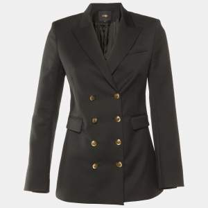 Maje Black Wool Double Breasted Blazer S