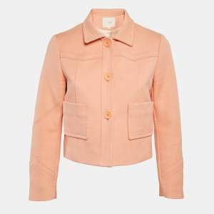 Maje Light Orange Cotton Button Front Cropped Jacket M
