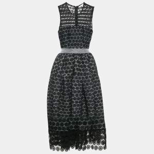 Maje Black Floral Lace Sleeveless Flared Short Dress S