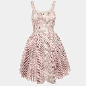 Maje Pink Mesh Flared Sleeveless Mini Dress S
