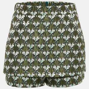 Maje Green Parrot Lurex Jacquard Skorts S