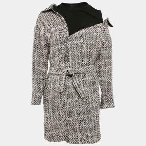Maje Multicolor Tweed One-Shoulder Belted Mini Dress S