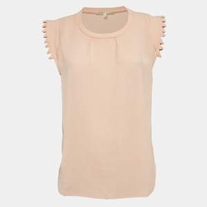 Maje Pink Crepe Sleeveless Top M