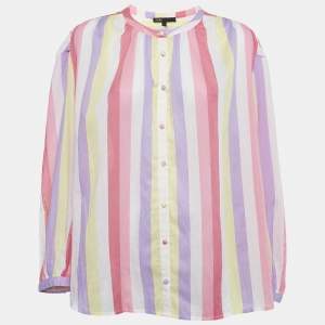 Maje Multicolor Candy Stripe Crepe Oversized Blouse M