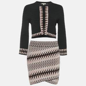 Maje Black Patterned Knit Top and Skirt S/M