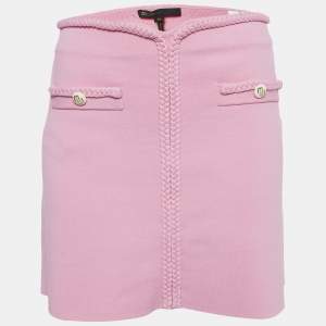 Maje Pink Knit Madeny Braid Trimmed Mini Skirt M