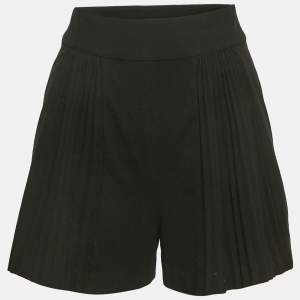 Maje Black Wool Blend Pleated Shorts S