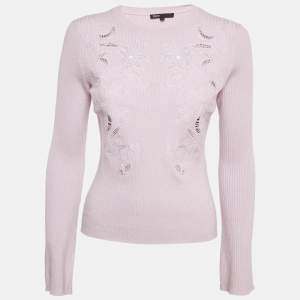 Maje Light Purple Embroidered Knit Mysany Sweater M