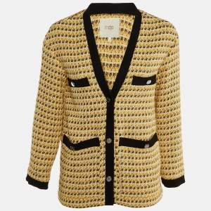 Maje Yellow Lurex Tweed  Button Front Jacket S
