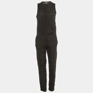 Maje Black Lace Zip Front Sleeveless Jumpsuit M