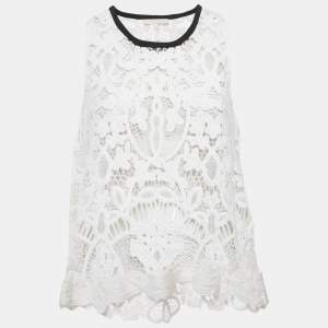 Maje White Lace Sleeveless Sheer Top M
