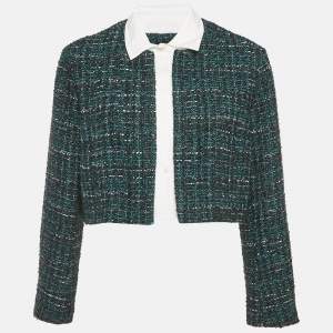 Maje Forest Green Button Front Crop Jacket XL