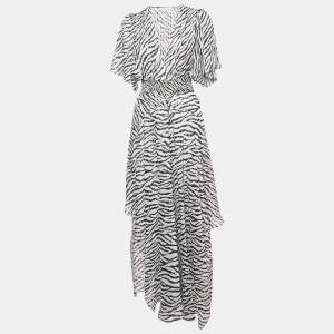 Pre Owned Maje Monochrome Animal Print Lurex Crepe Maxi Dress M