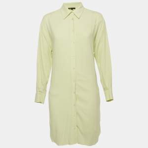 Pre Owned Maje Lime Green Crepe Button Front Layered Mini Dress S