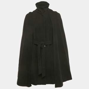Pre Owned Maje Black Wool Blend Glass Glow Cape Coat S