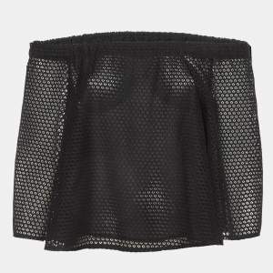 Maje Black Mesh Off-The-Shoulder Top S