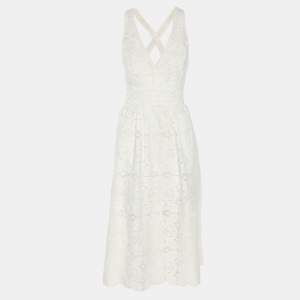 Pre Owned Maje White Lace Sleeveless Dress M