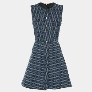 Pre Owned Maje Blue Tweed Sleeveless Mini Dress S