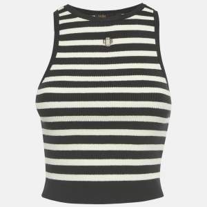 Pre Owned Maje Black/White Striped Rib Knit Tank Top S