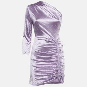 Pre Owned Maje Purple Stretch Satin Rhinestone Embellished Mini Dress S