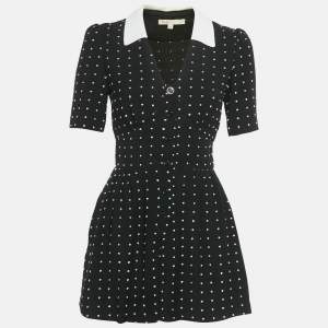 Pre Owned Maje Black Polka Dot Crepe Irandi Playsuit S