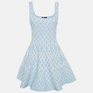 Pre Owned Maje Blue Jacquard Knit Sleeveless Mini Dress M