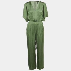Pre Owned Maje Green Satin Fluid Jumpsuit S