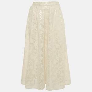 Pre Owned Maje Cream Sequin Sheer Midi Skirt S 