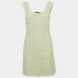 Pre Owned Maje Green Lurex Tweed Sleeveless Mini Dress L