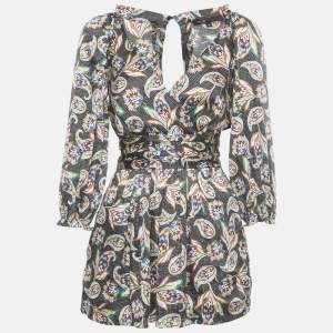 Pre Owned Maje Black Printed Satin Paisley Noir Jumpsuit S