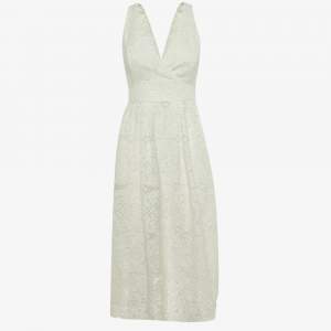 Pre Owned Maje White Guipure Lace Rimani Midi Dress M