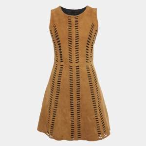 Pre Owned Maje Brown Suede Cut-Out Mini Dress S