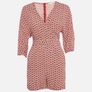 Pre Owned Maje Red Floral Print Crepe Jumpsuit S 