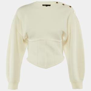 Pre Owned Maje Ivory Knit Corset Jumper S