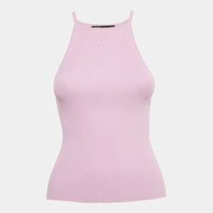 Pre Owned Maje Parma Violet Logo Embroidered Rib Knit Tank Top S