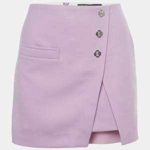 Pre Owned Maje Light Purple Gabardine Button Detail Mini Skirt XS