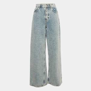 Pre Owned Maje Blue Blue Rhinestone Denim Wide-Leg Jeans M/Waist29"