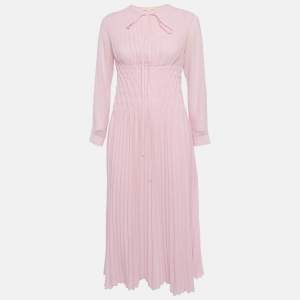 Pre Owned Maje Lilac Crepe Pleated Rocket Midi Dress S
