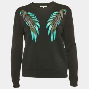Pre Owned Maje Black Embroidered Wings Crepe Sweatshirt S