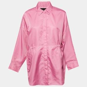 مملوكة مسبقًا Maje Pink Nylon Oversized Windbreaker Shirt  S 