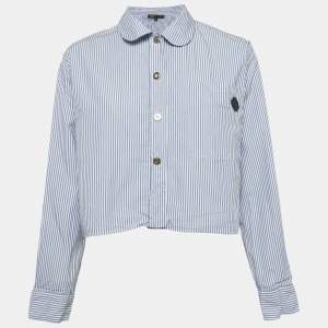 Pre Owned Maje Blue Striped Cotton Cimia Cropped Shirt S