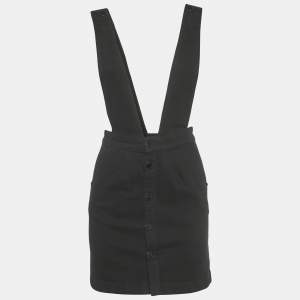 مملوكة مسبقًا Maje Black Denim Strap Detail Ritana Mini Skirt S