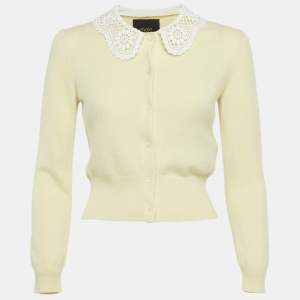 مملوكة مسبقًا Maje Yellow Cashmere Buttoned Cardigan S