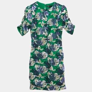 مملوكة مسبقًا Maje Green Satin Blend Embroidered Sequin Mini Dress S