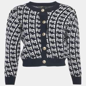 مملوكة مسبقًا ماج سترة كاردغان زرقاء بنمط مونوغرام من الجاكار صغيرة