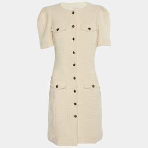 Pre Owned Maje Cream Tweed Mini Dress S