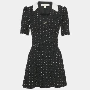 Pre Owned Maje Black Plumetis Crepe Collared Playsuit S