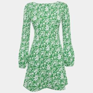 Pre Owned Maje Green Floral Print Crepe Mini Dress S 