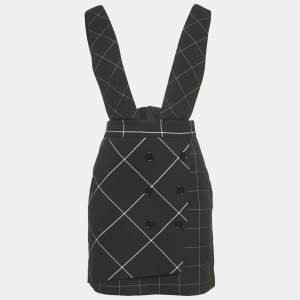 مملوكة مسبقًا Maje Black Windowpane Gabardine Joly Pinafore Dress M